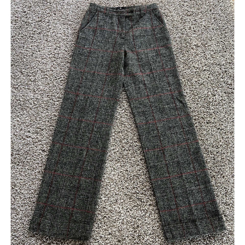 Vintage Etro Wool Blend Pants Trousers Size 40 Red Gray Plaid Made In Italy